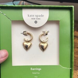 Kate Spade Gold Heart Hoop Earrings